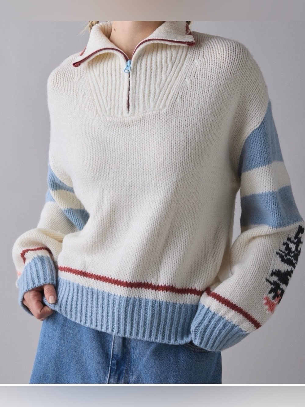 UO Lizzie Alaska Husky Quarter Zip Pullover Sweater - Picture 2 of 13